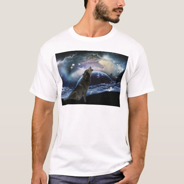 Camiseta Wolf gritando en la luna (Anverso)