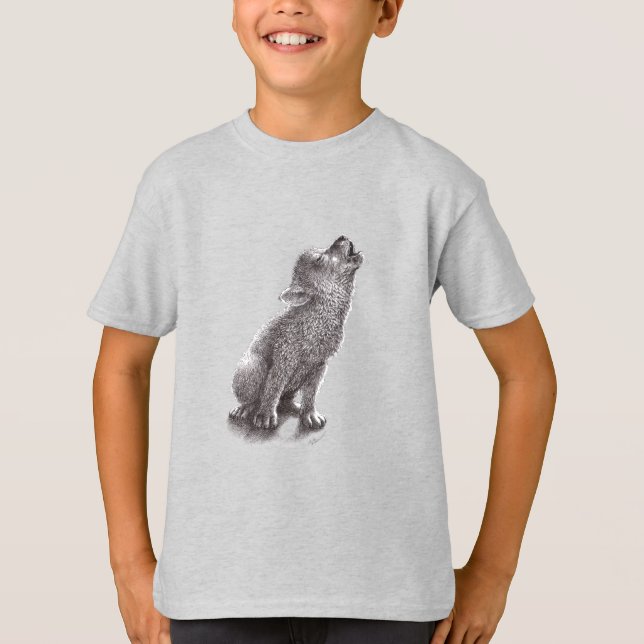 Camiseta Wolf gritando en la luna (Anverso)