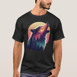 Camiseta Wolf gritando en la luna Nocturna el bosque de la 