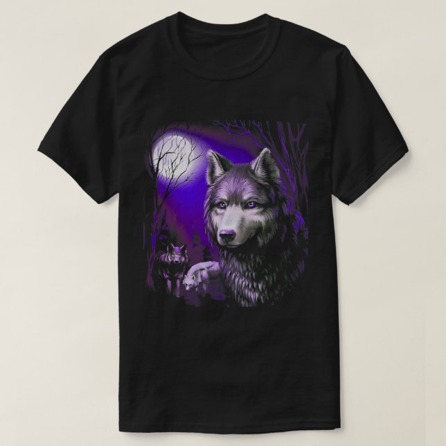Camiseta Wolf Guay Wolves Forest Tree Moon (Diseño del anverso)