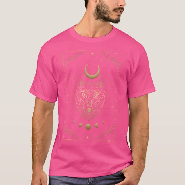 Camiseta Wolf Head Crescent Moon Luxurious Celestial Engrav (Anverso)