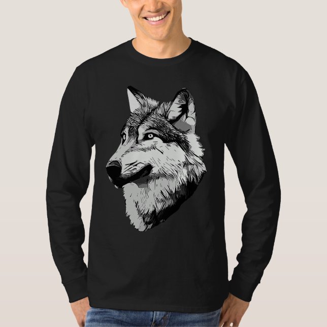 Camiseta Wolf head predator face imprint with wild animal   (Anverso)