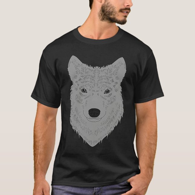 Camiseta Wolf head predator face imprint with wild animal   (Anverso)