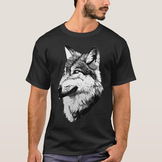 Camiseta Wolf head predator face imprint with wild animal   (Anverso)
