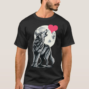 Camiseta Wolf Holding Heart El día de San Valentín Cute Wol