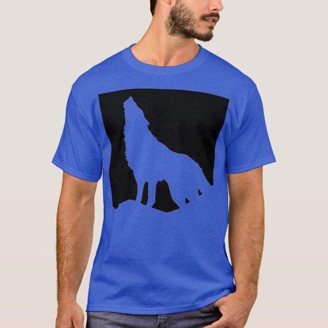 Camiseta Wolf Howin Moon Pop Art Deep Royal Blue (Anverso)