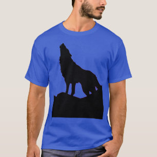 Camiseta Wolf Howin Moon Pop Art Deep Royal Blue