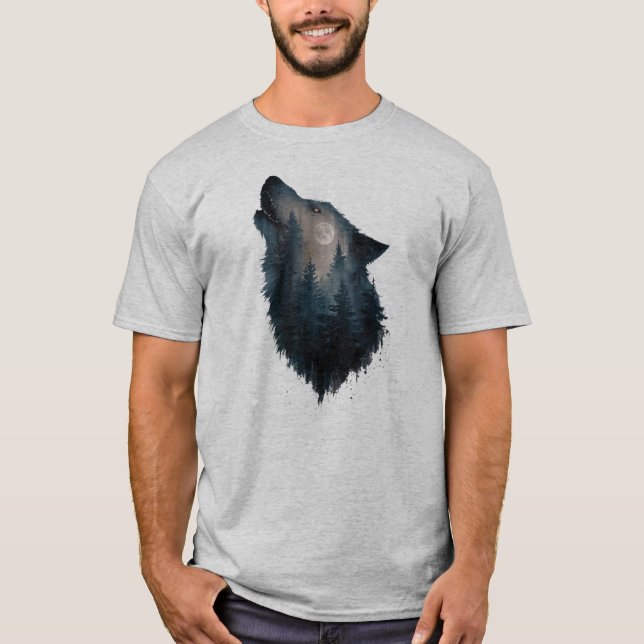 Camiseta Wolf Howl Forest Moon (Anverso)
