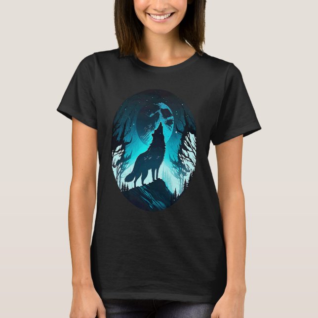 Camiseta Wolf Howling at Moon on a Cold Night Amazing Natur (Anverso)