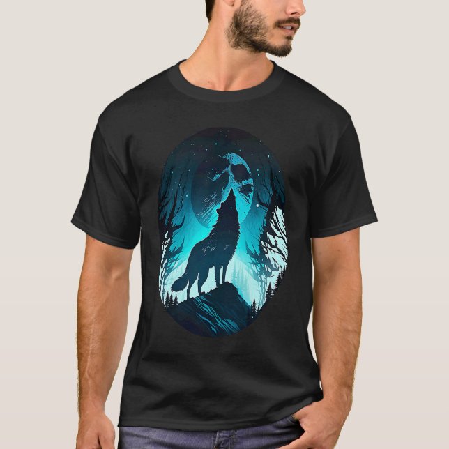 Camiseta Wolf Howling at Moon on a Cold Night Amazing Natur (Anverso)