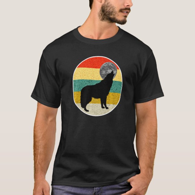 Camiseta Wolf Howling At Moon Vintage (Anverso)