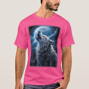 Camiseta Wolf Howling At The Moon Fantasy Art Wildlife