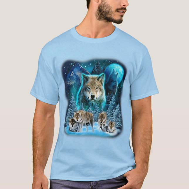 Camiseta Wolf Howling At The Moon Wolves Wild Animals Wolfp (Anverso)