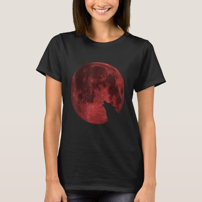 Camiseta Wolf Howling Blood Moon (Anverso)