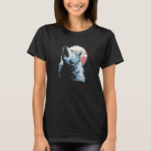 Camiseta Wolf Howling con luna llena en segundo plano - Wol