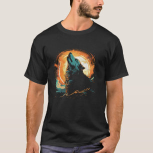 Camiseta Wolf Howling En El Parque Nacional De La Luna Alas