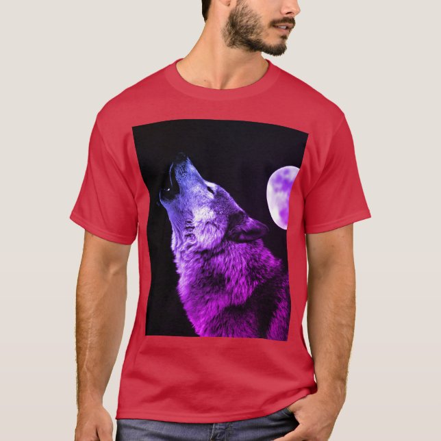 Camiseta Wolf Howling en la Luna (Anverso)