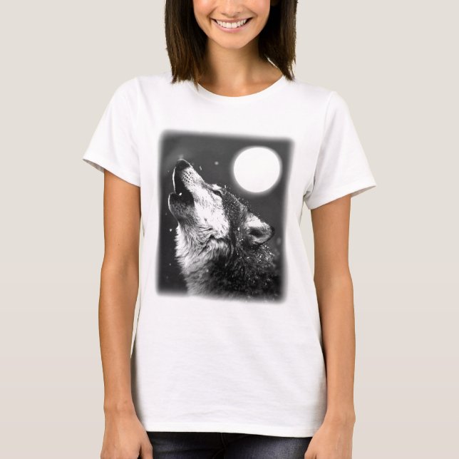 Camiseta Wolf Howling en la Luna (Anverso)