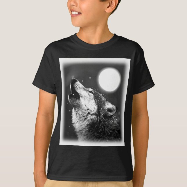 Camiseta Wolf Howling en la Luna (Anverso)