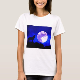 Camiseta Wolf Howling en la Luna
