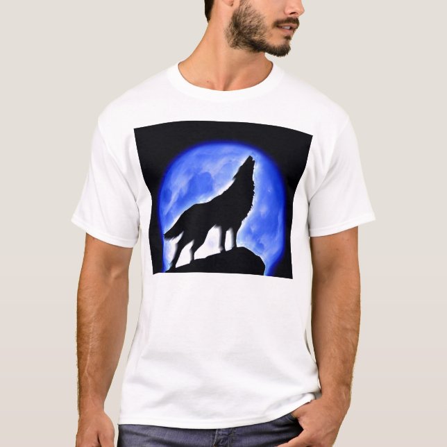 Camiseta Wolf Howling en la Luna (Anverso)