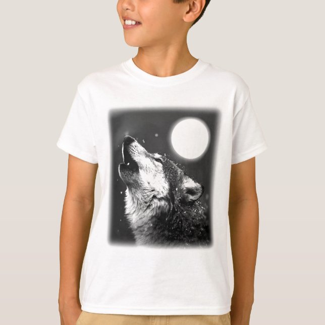 Camiseta Wolf Howling en la Luna (Anverso)
