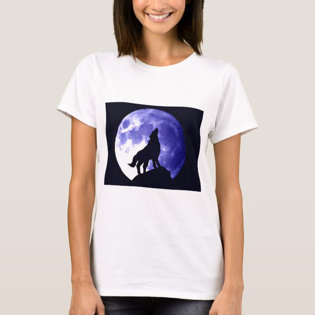 Camiseta Wolf Howling en la Luna (Anverso)