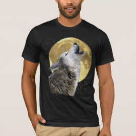 Camiseta Wolf Howling en la Luna en el Tee de Vida Silvestr