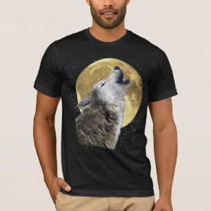 Camiseta Wolf Howling en la Luna en el Tee de Vida Silvestr
