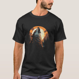 Camiseta Wolf Howling En La Luna Personalizado Mens Nationa