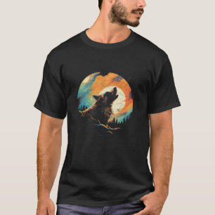 Camiseta Wolf Howling En La Luna Personalizado Mens Nationa