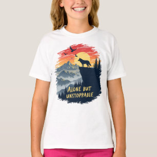 Camiseta Wolf Howling En La Luna Sola Pero Imparable