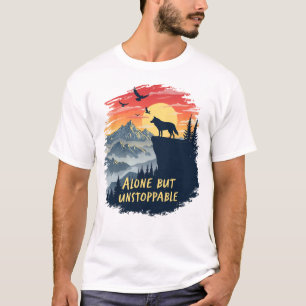 Camiseta Wolf Howling En La Luna Sola Pero Imparable