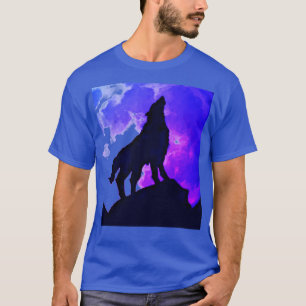 Camiseta Wolf Howling en Moon Deep Royal Blue
