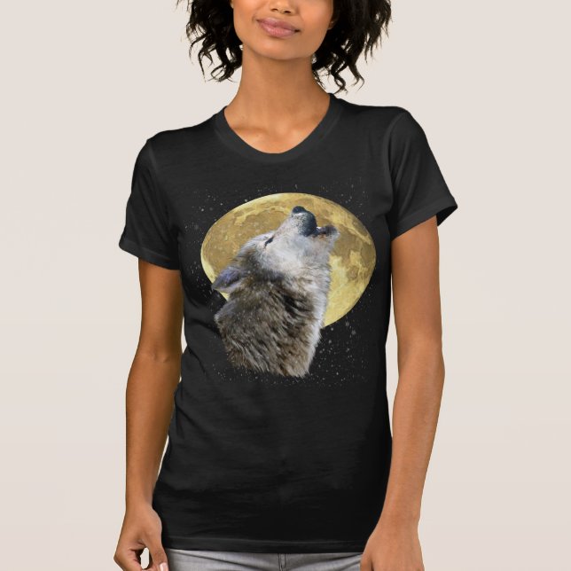 Camiseta Wolf Howling en Moon Snow Wind Wildlife Shirt (Anverso)