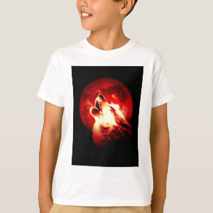 Camiseta Wolf Howling en Red Night