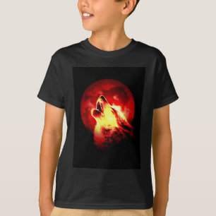 Camiseta Wolf Howling en Red Night
