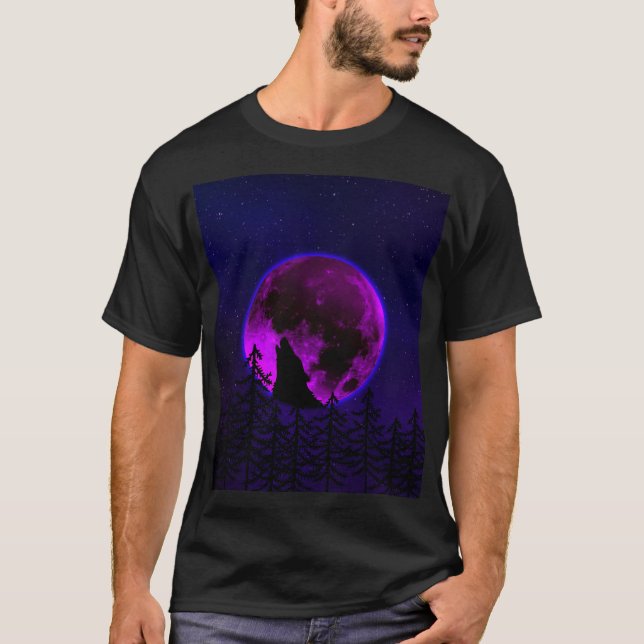 CAMISETA WOLF HOWLING MOON MAGENTA (Anverso)