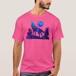 Camiseta Wolf Howling Moon Trees Wilderness Love Wolves