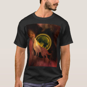 CAMISETA WOLF HOWLLING EN LA GALAXIA DE LA LUNA ESPACIAL