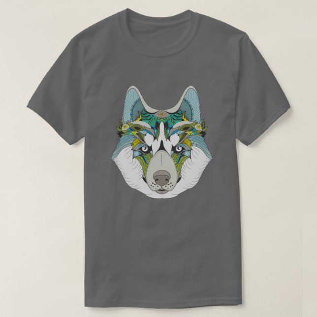 Camiseta Wolf husky azul (Diseño del anverso)