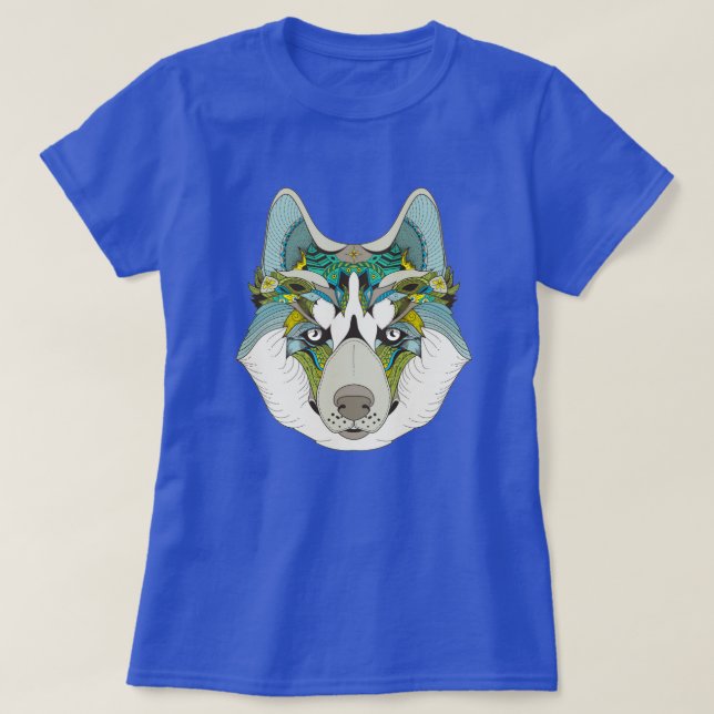 Camiseta Wolf husky azul (Diseño del anverso)