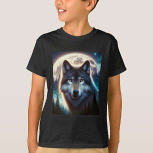 Camiseta Wolf Icy Moon Galaxy Hundiendo A Los Lobos Gris De
