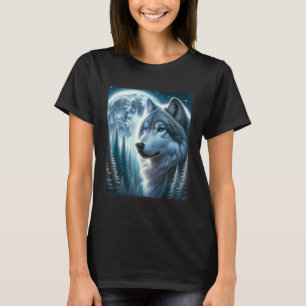 Camiseta Wolf Icy Moon Galaxy Hundiendo A Los Lobos Gris De