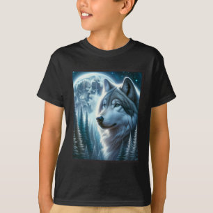 Camiseta Wolf Icy Moon Galaxy Hundiendo A Los Lobos Gris De