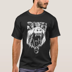 Camiseta Wolf Ilustracion Black Art Modern Trendy