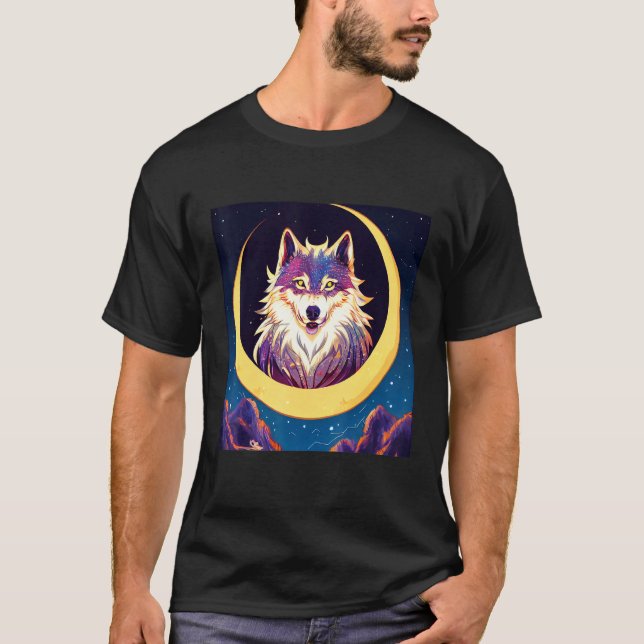 Camiseta Wolf in the Crescent Moon Design (Anverso)