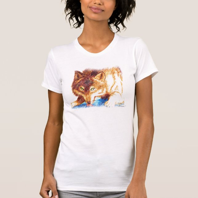Camiseta wolf_licking_ice_2_by_driftingsoul181 (Anverso)