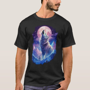 Camiseta Wolf Moon Howling Graciosos lobos de lobos