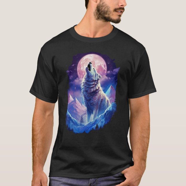 Camiseta Wolf Moon Howling Graciosos lobos de lobos (Anverso)